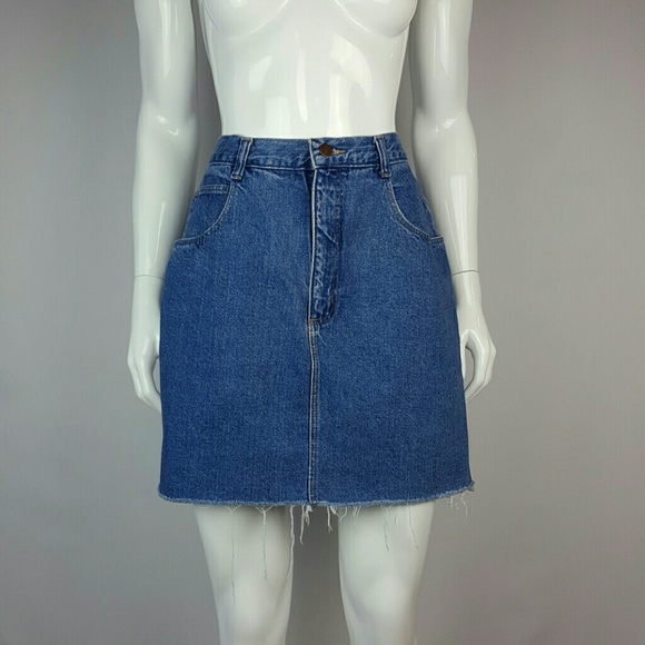 Vintage Dresses & Skirts - Vintage 80's Denim Cutoff Mini Skirt